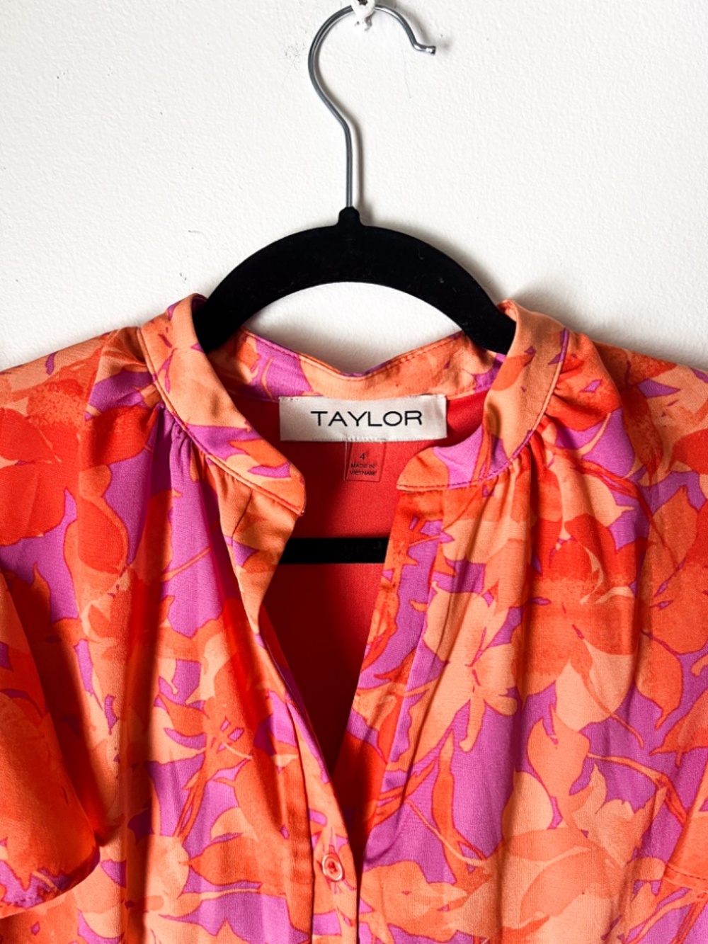 Floral Tiered Mini Dress Size 4 Orange Pink Flutter Sleeve Cottagecore Boho - Picture 5 of 7